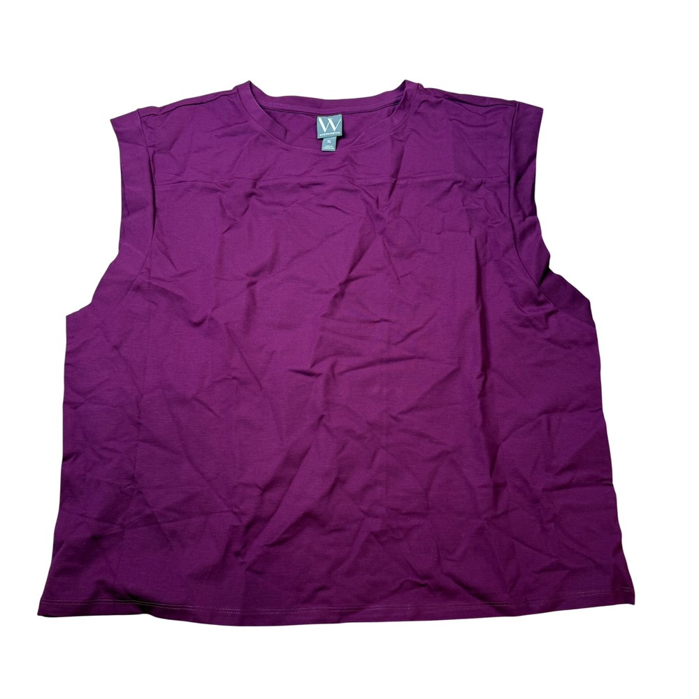 Worthington Womens XL Plum Crew Neck Sleeveless Blouse